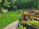 Beautiful backyard with lush lawn, mature trees, and cozy deck area, perfect for outdoor living at 2263 Hill Creek Way, Marietta, GA 30062