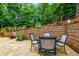Outdoor patio area with dining set, retaining wall, and lush landscaping for outdoor living at 2263 Hill Creek Way, Marietta, GA 30062