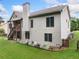 Exterior angle of house showing backyard, fenced in yard, chimney, and light colored siding at 3157 Perimeter Cir, Buford, GA 30519