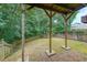 Backyard patio area with wood supports and fenced in backyard at 4228 Lakes End Nw Dr, Kennesaw, GA 30144