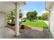 View from the covered front porch, showing the well-manicured lawn and neighborhood street at 16 Kentucky Ne Walk, Cartersville, GA 30121