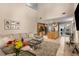 Open concept featuring a living room with soaring ceilings flowing into the kitchen at 1355 Pinebreeze Way, Marietta, GA 30062