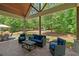 Outdoor patio with comfortable seating, a dining table, and a view of the well-maintained backyard at 193 Stonegate Trl, Carrollton, GA 30116
