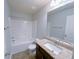 Full bathroom featuring a shower and bathtub combo and vanity with solid surface counters at 1531 Iris Walk, Jonesboro, GA 30238
