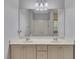 Bathroom featuring double sink vanity and a large mirror at 3792 Refinement Way, Douglasville, GA 30135