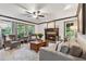 Inviting living room with a cozy fireplace, ample seating, and large windows at 1206 Red Fox Cir, Woodstock, GA 30188