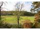Picturesque view of the golf course with lush green fairways, sand traps, and a shimmering pond at 8710 Mount Rushmore Dr, Johns Creek, GA 30022