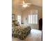Serene bedroom with vaulted ceiling and plantation shutters allowing for natural light at 1301 Haven Cir, Douglasville, GA 30135