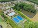 Aerial shot shows community amenities including a swimming pool, tennis courts, pond, and surrounding residences at 127 Sanctuary Ave, Woodstock, GA 30188