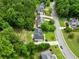 An aerial shot highlights the home's backyard, neighborhood street, and verdant surroundings at 1920 Lee Patrick Dr, Dacula, GA 30019