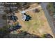 Aerial view of the home and the approximate lot lines on 3.23 acres at 1650 Old Loganville Rd, Loganville, GA 30052