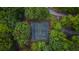 Aerial view of community tennis courts surrounded by green trees at 4922 Glenside Ct, Stone Mountain, GA 30088