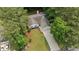 Aerial view of home featuring lush greenery and a long driveway at 506 Bluff Ct, Woodstock, GA 30188