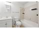 Functional bathroom with a combined tub and shower, vanity, and standard fixtures at 3799 Henry Ct, Acworth, GA 30101