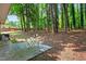 Outdoor patio featuring a table and chairs surrounded by lush greenery at 5341 Tall Oak Dr, Marietta, GA 30068