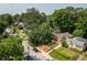 Aerial view of a tree lined neighborhood with a red brick home in the foreground at 608 Hardendorf Ne Ave, Atlanta, GA 30307