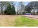 Expansive backyard with mature trees, grass lawn, brick patio, and in-ground hot tub at 2030 Brook Meadow Dr, Alpharetta, GA 30005