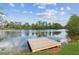 Scenic pond view with a wooden dock, perfect for enjoying nature and peaceful moments at 4650 Orchard View Way, Cumming, GA 30028