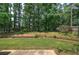 Spacious backyard with manicured lawn and mature trees and shrubbery at 863 Fairlong Nw Way, Acworth, GA 30101