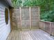 View of the back deck, complete with wooden planks and side privacy fencing at 219 Park Avenue, Woodstock, GA 30188