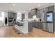 Modern kitchen with gray cabinets, a large center island, and stainless steel appliances at 776 Clifftop Xing Xing, Powder Springs, GA 30127