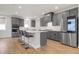 Modern kitchen with gray cabinets, a large center island, and stainless steel appliances at 776 Clifftop Xing Xing, Powder Springs, GA 30127