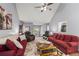 Open-concept living room with fireplace, vaulted ceilings and second story overlook at 107 Hearthstone Walk, Woodstock, GA 30189