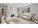 Bright living room with a decorative fireplace, built-in shelving, and a large window overlooking the yard at 3074 Vinings Ridge Se Dr, Atlanta, GA 30339