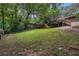 A grassy backyard with trees and a fenced perimeter at 286 Indian Trl, Marietta, GA 30068