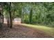 A wooded backyard with a shed on the far side of the yard at 286 Indian Trl, Marietta, GA 30068