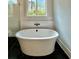 Elegant bathroom features a soaking tub with stylish fixtures and a view from the window at 115 Palisade Dr, Rydal, GA 30171