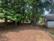 This backyard with mature trees and a mulched area offers a peaceful outdoor space at 5950 Wintergreen Rd, Norcross, GA 30093