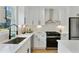Bright kitchen with stainless steel appliances, white cabinetry, and a view to the backyard through a window at 102 Rockyford, Atlanta, GA 30317