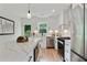 Modern kitchen with white cabinets, stainless steel appliances, and a view to the outdoor deck at 102 Rockyford, Atlanta, GA 30317