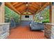 Outdoor patio complete with a wooden roof, porch swings and entertainment area. Ideal for leisure and gatherings at 4030 River Ridge Se, Marietta, GA 30067
