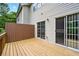 Wooden back deck with a brown privacy fence and sliding glass doors at 760 Celeste Sw Ln, Atlanta, GA 30331