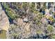 Aerial view of a home with dark roof nestled amongst lush trees near a lake at 3000 Cathedral Place Pl, Decatur, GA 30034