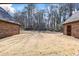 Large backyard with brick buildings and view of the trees in the distance at 3000 Cathedral Place Pl, Decatur, GA 30034