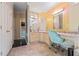 Bright bathroom featuring tile flooring, vanity area, and multiple doorways at 3000 Cathedral Place Pl, Decatur, GA 30034