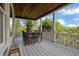Outdoor deck featuring ample seating for dining, complemented by natural surroundings at 2216 Trammel Rd, Cumming, GA 30041