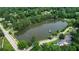 Aerial view of a serene lake surrounded by houses and roads, all nestled among lush green trees at 2405 Hillside Ave, Decatur, GA 30032