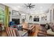 Spacious living room with fireplace, hardwood floors, and seamless access to the kitchen at 8643 Ellard Dr, Alpharetta, GA 30022
