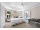 Bedroom with tray ceiling, fan, seating, bathroom access and bright windows allowing natural light at 530 Camber Woods Dr, Roswell, GA 30076