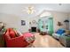 Spacious living room features vaulted ceilings, a ceiling fan, and a charming fireplace at 4512 Orchard Trce, Roswell, GA 30076