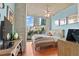 Bedroom showcasing city views through expansive windows and a minimalist design at 855 Peachtree Ne St # 501, Atlanta, GA 30308