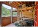 Interior barn view showcases wooden walls, hay storage, and a gate leading to the pasture at 3508 Cox Cemetery Rd, Social Circle, GA 30025