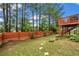 Spacious backyard with a wooden fence, lush greenery, and a deck, perfect for outdoor enjoyment at 3943 Alexandra Oak Ct, Suwanee, GA 30024
