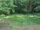 View of the lush backyard with a verdant lawn and mature trees providing privacy and natural beauty at 861 Creek Trail Nw, Kennesaw, GA 30144