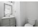 Clean half bathroom with modern vanity, silver hardware and a functional layout at 1998 Lakeview Bend Way, Buford, GA 30519
