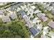 An elevated view of a residential neighborhood featuring well-maintained homes, landscaping, and community spaces at 406 Fernstone Dr, Canton, GA 30114